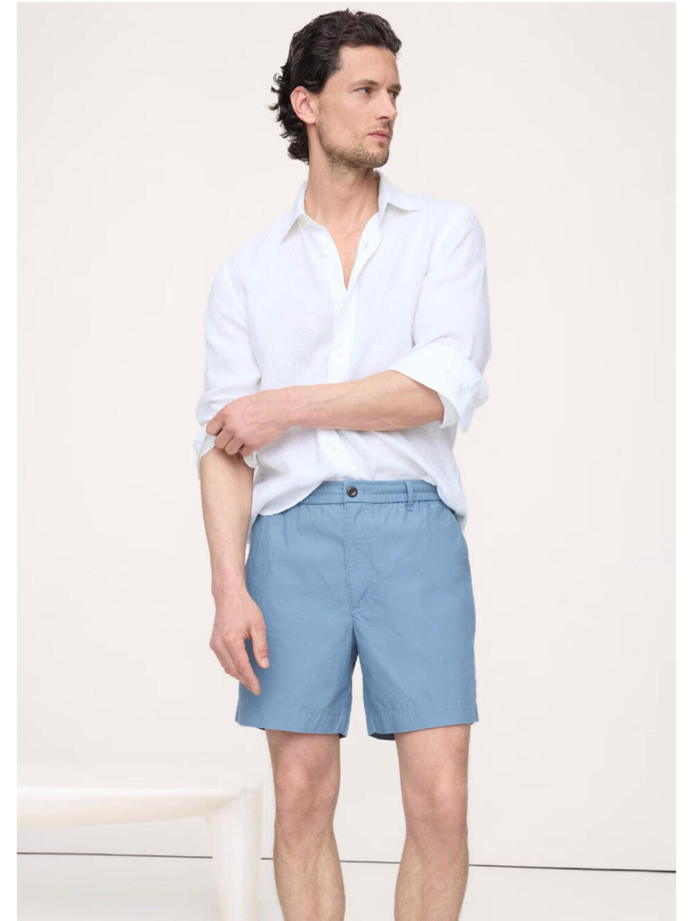 Men Banana Republic lot of 3 linen shorts sz 33 black/olive green/blue‎ CC